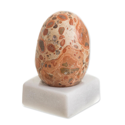 Leopardite gemstone figurine, 'Cute Egg' - Egg-Shaped Leopardite Gemstone Figurine from Peru
