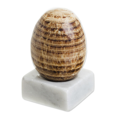Estatuilla de piedras preciosas de aragonito - Figura de piedra preciosa de aragonito en forma de huevo de Perú