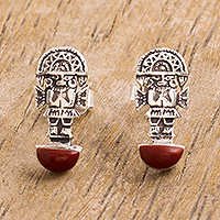Jasper drop earrings, 'Tumi Style' - Tumi Ax Jasper Drop Earrings from Peru