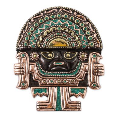 Copper and bronze wall sculpture, 'Chimu Warrior' - Copper and Bronze Chimu Warrior Wall Sculpture from Peru