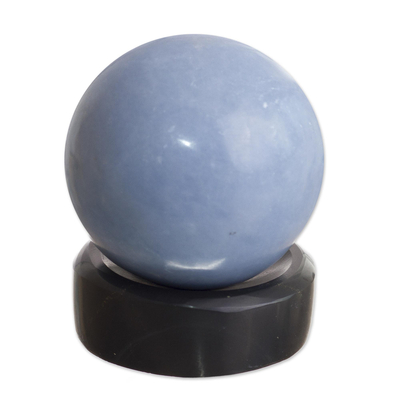 Anhydrite gemstone figurine, 'Ocean World' - Blue Anhydrite Gemstone Figurine from Peru