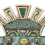 Copper and bronze mask, 'Moche Creation Deity' - Andean Moche Deity Mask in Copper and Bronze with Gemstones