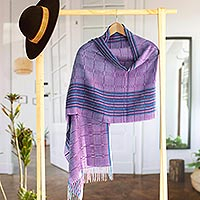 Purple and Turquoise Handwoven Baby Alpaca Shawl from Peru,'Sweet Temptation'