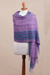 100% baby alpaca shawl, 'Sweet Temptation' - Purple and Turquoise Handwoven Baby Alpaca Shawl from Peru (image 2b) thumbail