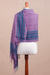 100% baby alpaca shawl, 'Sweet Temptation' - Purple and Turquoise Handwoven Baby Alpaca Shawl from Peru (image 2d) thumbail