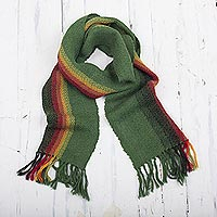 100% alpaca scarf, 'Moss Rainbow'