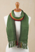 100% alpaca scarf, 'Moss Rainbow' - Green and Multicolored 100% Alpaca Wrap Scarf from Peru (image 2b) thumbail