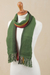 100% alpaca scarf, 'Moss Rainbow' - Green and Multicolored 100% Alpaca Wrap Scarf from Peru (image 2c) thumbail