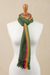 100% alpaca scarf, 'Moss Rainbow' - Green and Multicolored 100% Alpaca Wrap Scarf from Peru (image 2d) thumbail