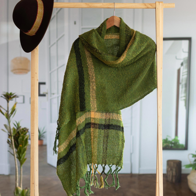 Alpaca blend shawl, Moss Elegance