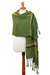 Alpaca blend shawl, 'Moss Elegance' - Handwoven Alpaca Blend Shawl in Moss Green from Peru (image 2a) thumbail