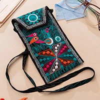 Embroidered eyeglass bag, 'Embellished Beauty in Black' - Embroidered Eyeglasses Bag in Black from Peru