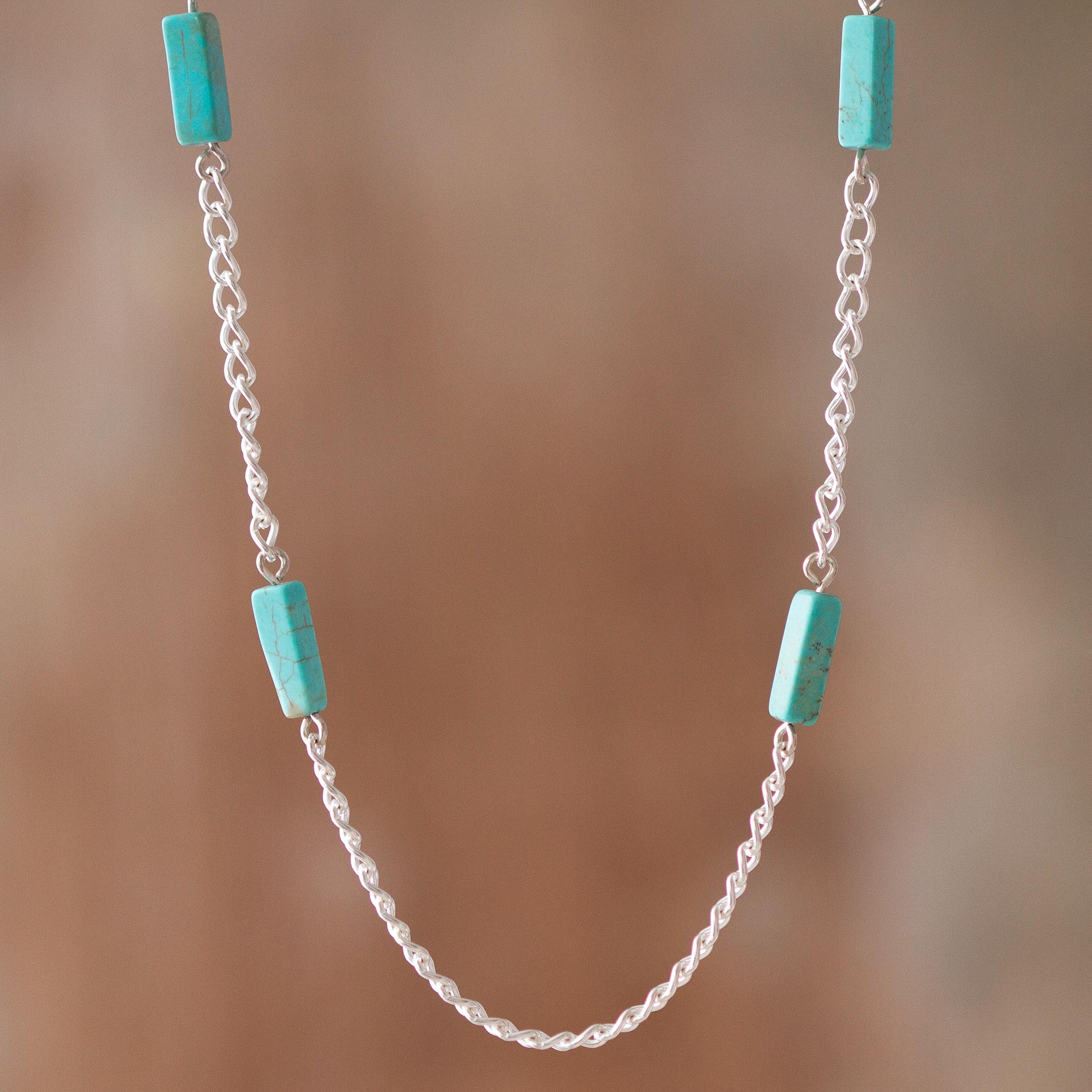 Unicef Market Reconstituted Turquoise Station Necklace From Peru Sky Dimension