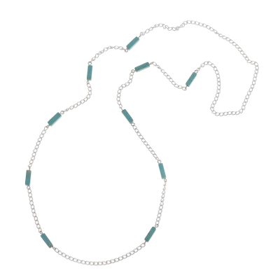 Reconstituted turquoise station necklace, 'Sky Dimension' - Reconstituted Turquoise Station Necklace from Peru