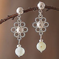 Opal dangle earrings, 'Elegant Andes' - Natural Opal Dangle Earrings from Peru