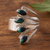 Azurite multi-stone ring, 'Radiant Leaves' - Azurite and Silver Multi-Stone Ring from Peru