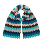 Alpaca blend scarf, 'Oceanic Zigzags' - Oceanic Zigzag Pattern Alpaca Blend Wrap Scarf from Peru