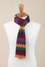 Alpaca blend scarf, 'Festive Zigzags' - Knit Zigzag Alpaca Blend Wrap Scarf from Peru (image 2d) thumbail