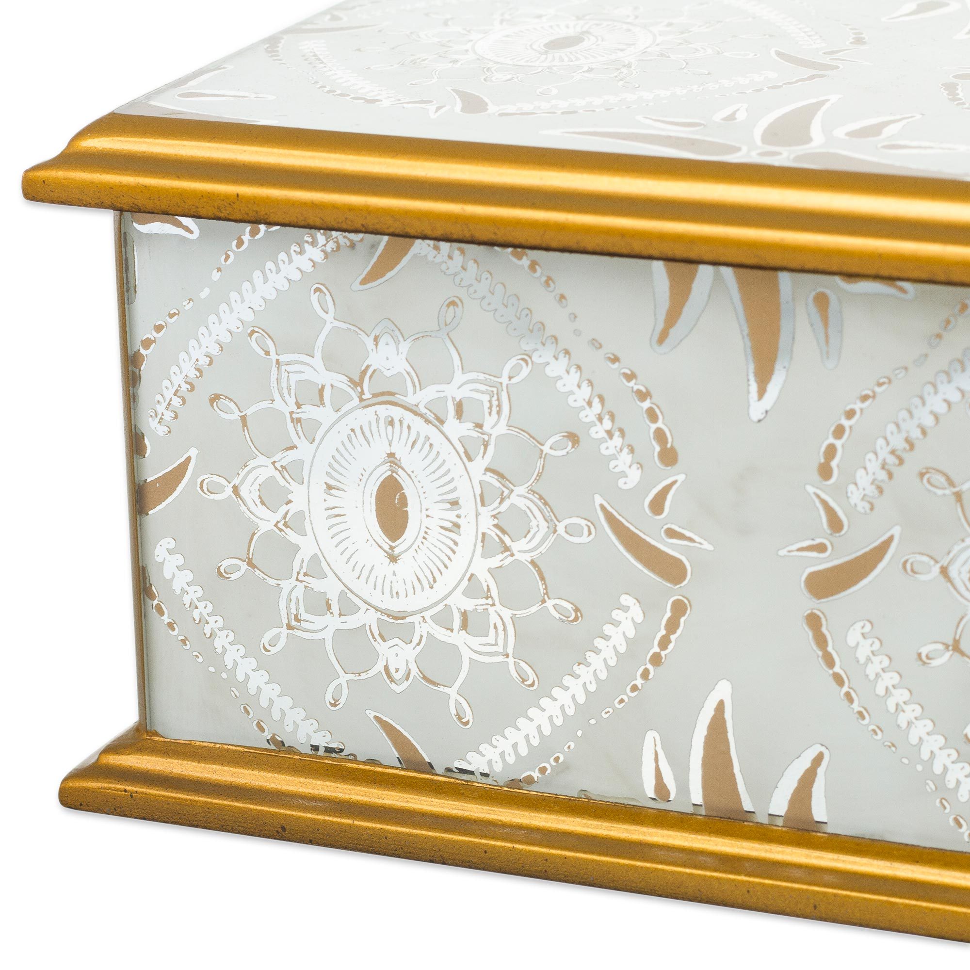 UNICEF Market GoldTone ReversePainted Glass Decorative Box from
