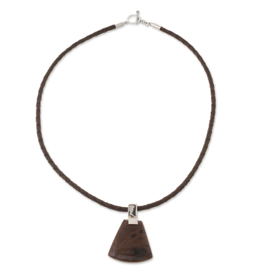 Obsidian pendant necklace, 'Dark Blade' - Dark Brown Obsidian Pendant Necklace from Peru