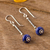 Sodalite dangle earrings, 'Ocean Goddess' - Round Sodalite Dangle Earrings from Peru (image 2b) thumbail