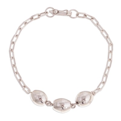 Sterling silver pendant bracelet, 'Special Baubles' - Sterling Silver Link Pendant Bracelet from Peru