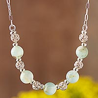Opal beaded necklace, Round Glam