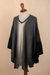 100% alpaca poncho, 'Subtle Paths in Grey' - Black Grey and Alabaster 100% Alpaca Poncho from Peru (image 2d) thumbail