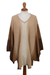100% alpaca poncho, 'Subtle Paths in Brown' - 100% Alpaca Poncho with Brown Patterns from Peru (image 2a) thumbail