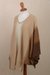 100% alpaca poncho, 'Subtle Paths in Brown' - 100% Alpaca Poncho with Brown Patterns from Peru (image 2d) thumbail
