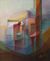 'From the Window' - Signed Abstract Painting with Vertical Lines from Peru thumbail