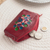 Leather coin purse, 'Floral Keeper in Cherry' - Floral Leather Coin Purse in Cherry from Peru (image 2b) thumbail