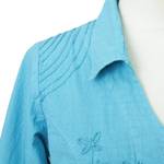 Cotton blouse, 'Lily of the Incas in Turquoise' - Turquoise Cotton Button-Up Blouse