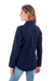 Cotton blouse, 'Lily of Incas in Navy' - Lily of the Incas Button-front Navy Blue Blouse (image 2c) thumbail