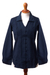 Cotton blouse, 'Lily of Incas in Navy' - Lily of the Incas Button-front Navy Blue Blouse (image 2d) thumbail