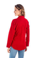Cotton blouse, 'Lily of Incas in Red' - Lily of the Incas Button-Front Red Cotton Blouse