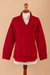 Cotton blouse, 'Lily of Incas in Red' - Lily of the Incas Button-Front Red Cotton Blouse (image 2f) thumbail