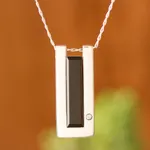 Onyx pendant necklace, 'Ancient Minimalism' - Handmade Rectangular Onyx Pendant Necklace from Peru
