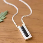 Onyx pendant necklace, 'Ancient Minimalism' - Handmade Rectangular Onyx Pendant Necklace from Peru
