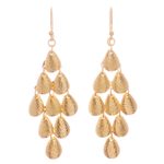 Gold plated sterling silver dangle earrings, 'Vital Rain' - Teardrop Gold Plated Sterling Silver Dangle Earrings