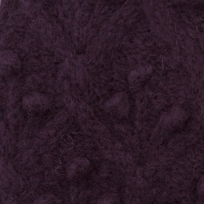 100% alpaca scarf, 'Mulberry Bubble' - Bubble Pattern 100% Alpaca Scarf in Mulberry from Peru