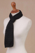 100% alpaca scarf, 'Pretty in Black' - Knit 100% Alpaca Scarf in Black from Peru