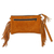 Wool accented suede shoulder bag, 'Golden Brown Fringe' - Fringed Wool Accented Suede Handbag in Golden Brown (image 2c) thumbail