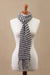 Alpaca blend scarf, 'Hint of Houndstooth' - Black and White Alpaca Blend Hand Crocheted Scarf from Peru (image 2d) thumbail