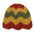 Gehäkelte Mütze aus 100 % Alpaka, „Chevron Stunner“ – Chevron-Muster in Grün, Rot und Gold. Gehäkelte Mütze aus 100 % Alpaka