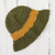 häkelmütze aus 100 % Alpaka - handgehäkelte Mütze mit ausgestellter Krempe aus 100 % Alpaka in Oliv und Gelb