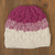 100% alpaca crocheted hat, 'Berries and Cream' - Fuchsia and White 100% Alpaca Hand Crocheted Cable Hat thumbail