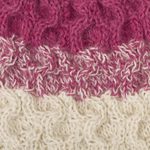 100% alpaca crocheted hat, 'Berries and Cream' - Fuchsia and White 100% Alpaca Hand Crocheted Cable Hat