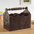 Wood and leather magazine rack, 'Colonial Vines' - Colonial Pattern Wood and Leather Magazine Rack from Peru thumbail