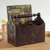 Wood and leather magazine rack, 'Colonial Vines' - Colonial Pattern Wood and Leather Magazine Rack from Peru (image 2b) thumbail